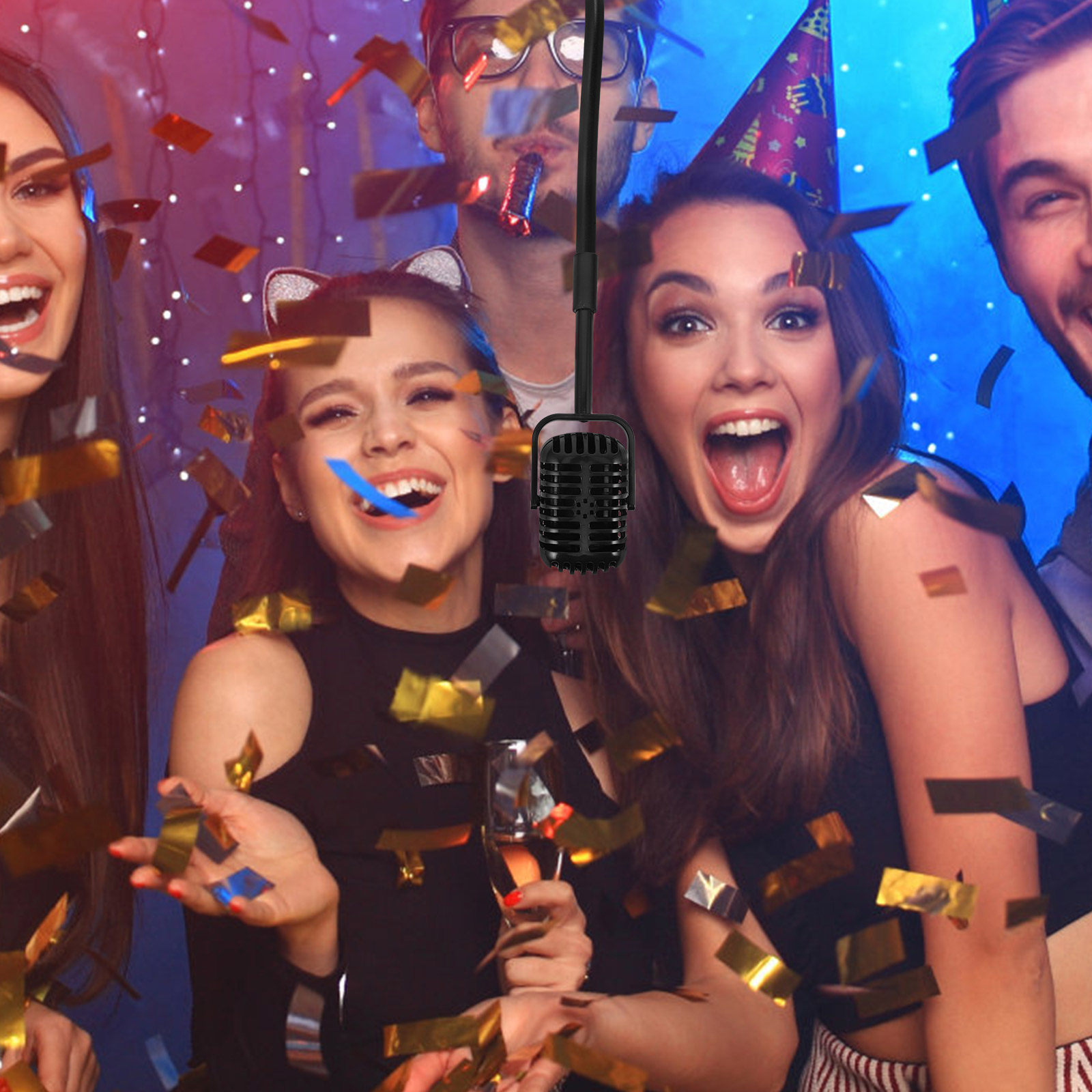 Party Games Night - Nep-microfoon, retro-accessoire, decoratie voor een muziekthemafeest,