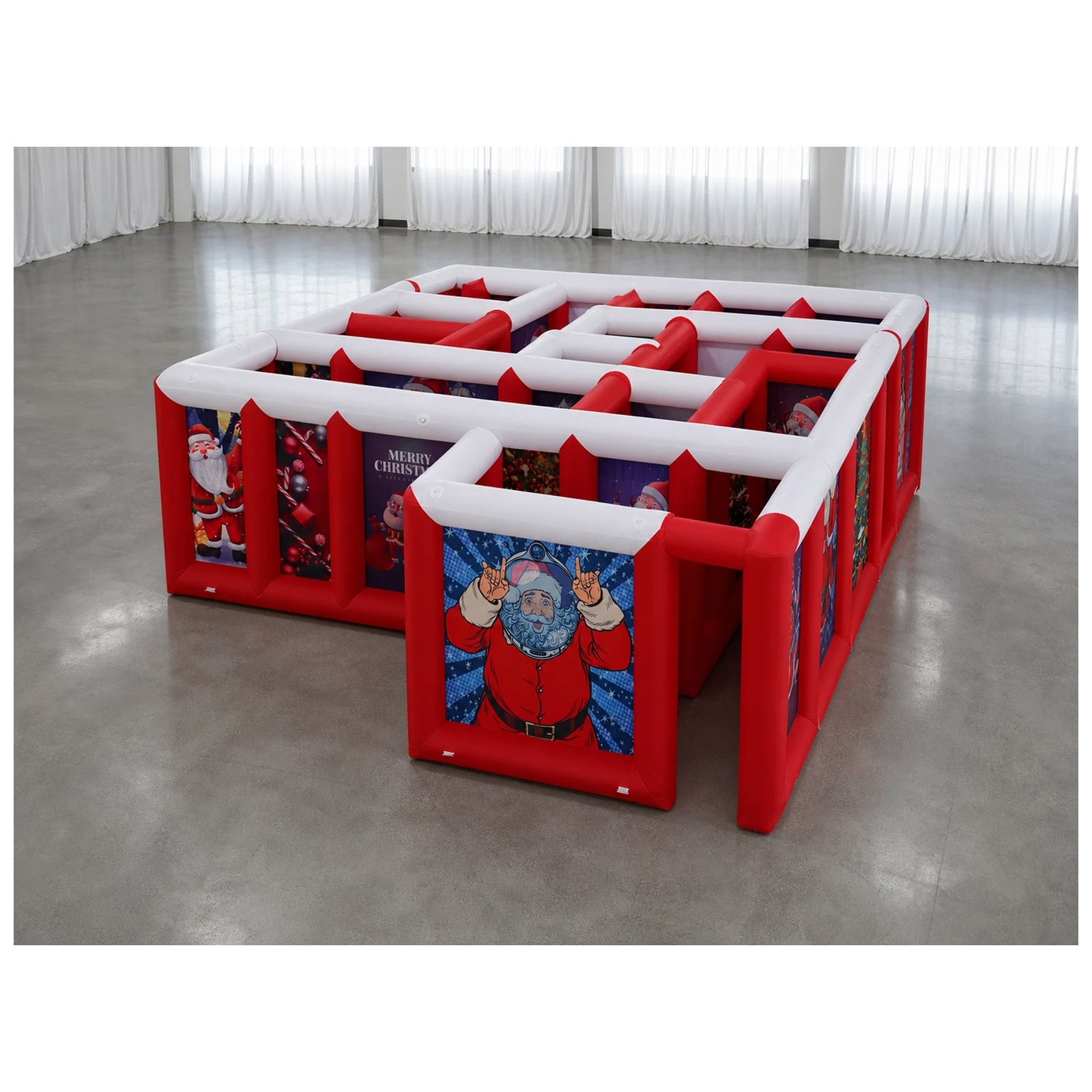 Party Games For Adults And Kids - Grote rood-witte opblaasbare doolhof met plat